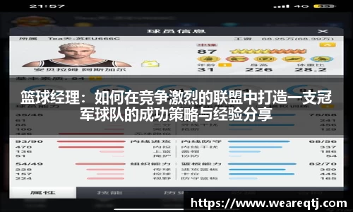 篮球经理：如何在竞争激烈的联盟中打造一支冠军球队的成功策略与经验分享