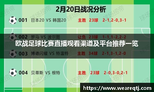 欧战足球比赛直播观看渠道及平台推荐一览